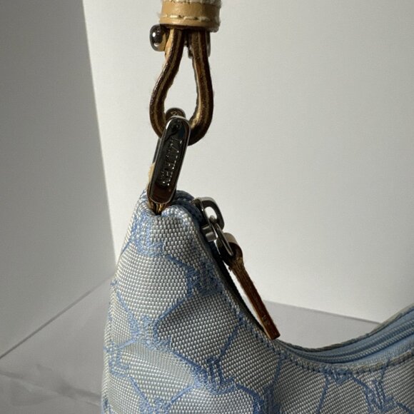Ralph Lauren Monogram Canvas Hobo Bag Blue & Beige With Adjustable Strap - Picture 9 of 16
